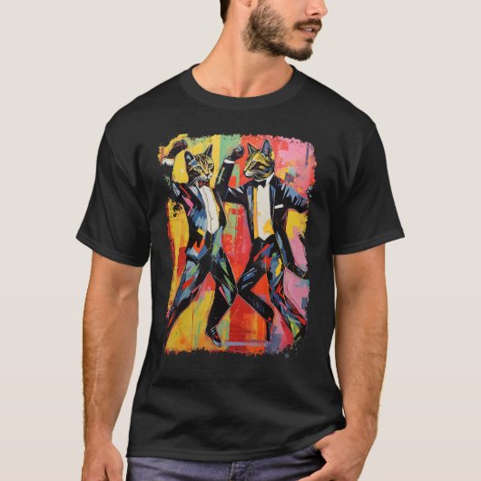 アーポップ・アートのトおもしろいキャット踊りミーム Tシャツ (正面)
