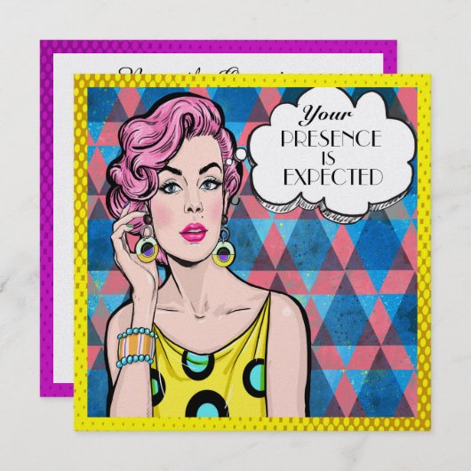 アーポップ・アートのトお祝い招待状 招待状 (正面/裏面)