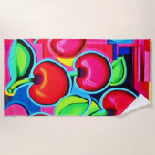 アーポップ・アートのトさくらんぼバースト ビーチタオル (正面)