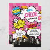 アーポップ・アートのトすごい・ヒーロー誕生日招待状 招待状 (正面/裏面)