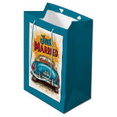 アーポップ・アートのトたった今結婚しました ミディアムペーパーバッグ (正面アングル)