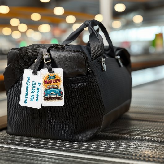 アーポップ・アートのトたった今結婚しました ラゲッジタグ