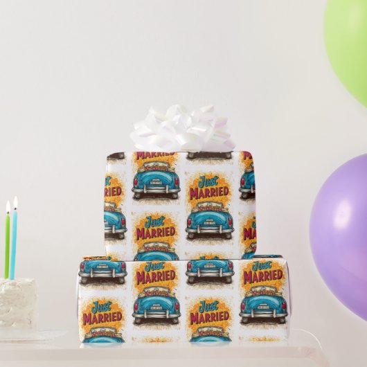 アーポップ・アートのトたった今結婚しました ラッピングペーパー (パーティーギフト)