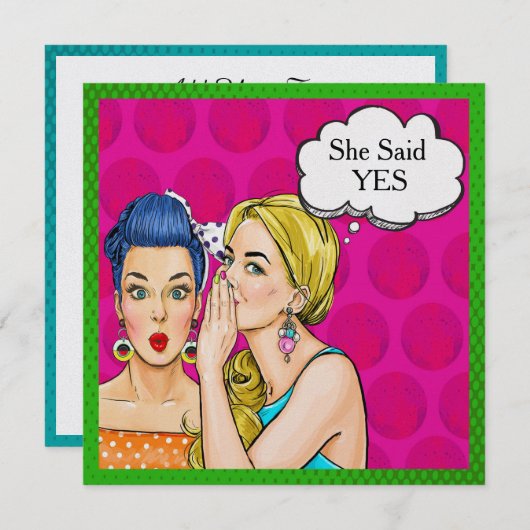 アーポップ・アートのトウェディングシャワー/誕生日招待状 招待状 (正面/裏面)