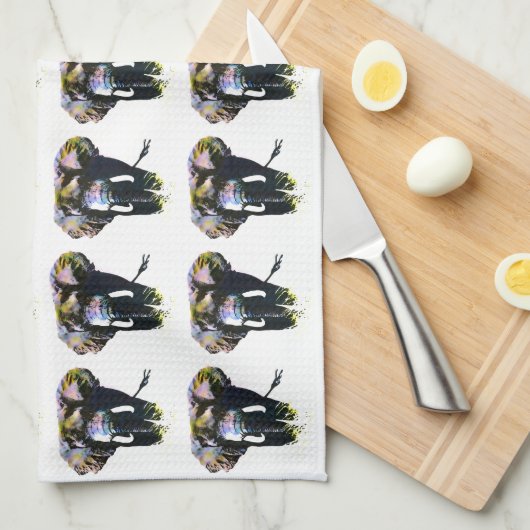 アーポップ・アートのトエレファントレトロイラストレーション キッチンタオル (四つ折り)