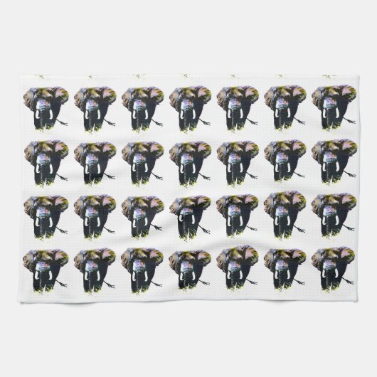 アーポップ・アートのトエレファントレトロイラストレーション キッチンタオル (横)