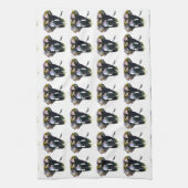 アーポップ・アートのトエレファントレトロイラストレーション キッチンタオル (縦)