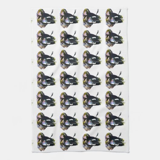 アーポップ・アートのトエレファントレトロイラストレーション キッチンタオル (縦)