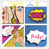 アーポップ・アートのトガール漫画誕生日 スクエアシール (正面)