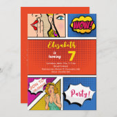 アーポップ・アートのトガール漫画誕生日 招待状 (正面/裏面)