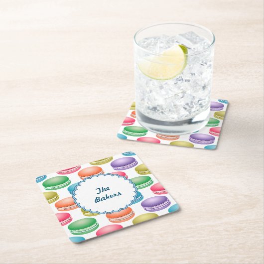 アーポップ・アートのトクッキーカラフルマカロン スクエアペーパーコースター (インサイチュ)