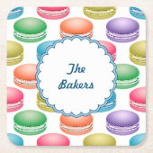 アーポップ・アートのトクッキーカラフルマカロン スクエアペーパーコースター (正面)