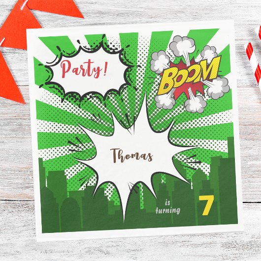 アーポップ・アートのトグリーン漫画誕生日 スタンダードランチョンナプキン