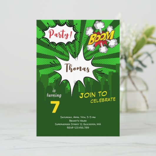 アーポップ・アートのトグリーン漫画誕生日 招待状 (スタンド正面)