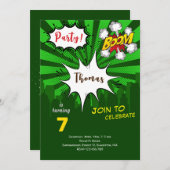 アーポップ・アートのトグリーン漫画誕生日 招待状 (正面/裏面)
