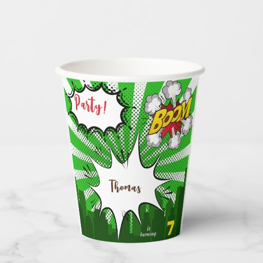アーポップ・アートのトグリーン漫画誕生日 紙コップ (正面)