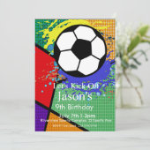 アーポップ・アートのトサッカー誕生日、サッカー、フットボール 招待状 (スタンド正面)