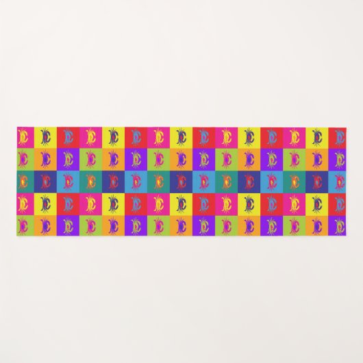 アーポップ・アートのトスタイルカラフルカニパターン（の模様が）ある ヨガマット (正面(横))