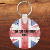 アーポップ・アートのトスタイルユニオン・ジャックデザイン。カスタマイズ文字 キーホルダー (正面)