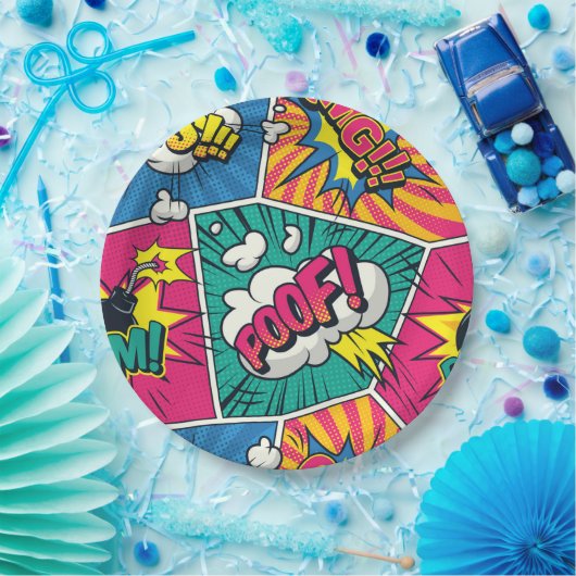 アーポップ・アートのトスタイル – 爆発レトロ漫画ブラスト ペーパープレート (パーティー)