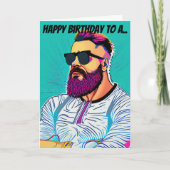 アーポップ・アートのトティール(緑がかった色)バックグラウンドひげダード誕生日 カード (正面)