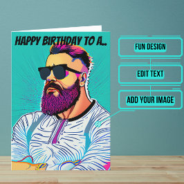 アーポップ・アートのトティール（緑がかった色）バックグラウンドひげダード誕生日 カード