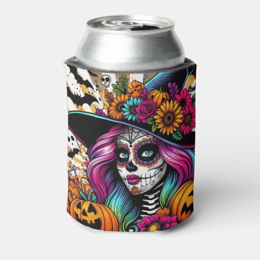 アーポップ・アートのトハロウィーンシュガースカル、幽霊とカボチャ 缶クーラー (缶裏面)
