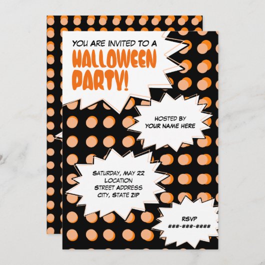 アーポップ・アートのトハローウィンパーティ招待状 招待状 (正面/裏面)