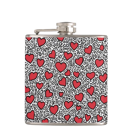アーポップ・アートのトハートパターン フラスク (正面)