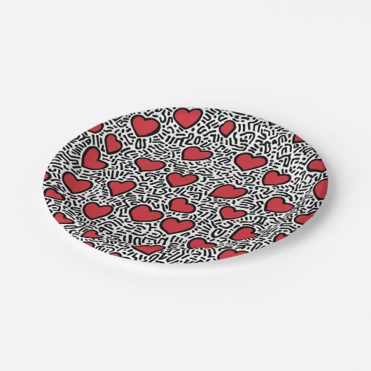 アーポップ・アートのトハートパターン ペーパープレート (アングル)