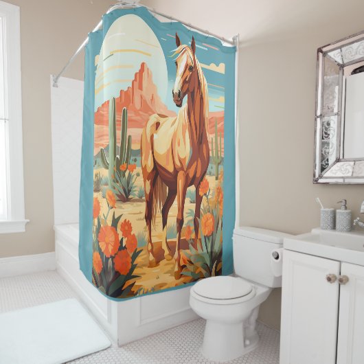 アーポップ・アートのトパロミノデザートホース シャワーカーテン (インサイチュ)