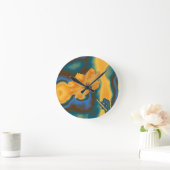 アーポップ・アートのトビューティフルイエローコスモスフラワー ラウンド壁時計 (ホーム)