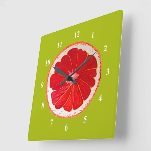 アーポップ・アートのトピンクのグレープフルーツオリジナルの水彩 スクエア壁時計 (傾斜)
