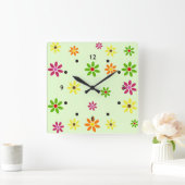 アーポップ・アートのトフラワーのシームレスなパターン+アイディア スクエア壁時計 (ホーム)
