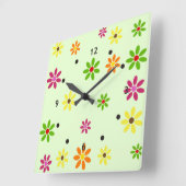 アーポップ・アートのトフラワーのシームレスなパターン+アイディア スクエア壁時計 (傾斜)