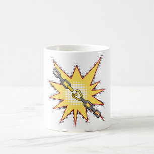 アーポップ・アートのトブロークチェーン爆発はっきりした漫画スタイル コーヒーマグカップ