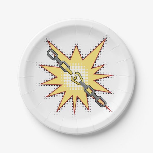 アーポップ・アートのトブロークチェーン爆発はっきりした漫画スタイル ペーパープレート (正面)