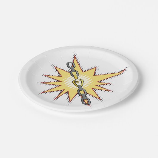 アーポップ・アートのトブロークチェーン爆発はっきりした漫画スタイル ペーパープレート (アングル)