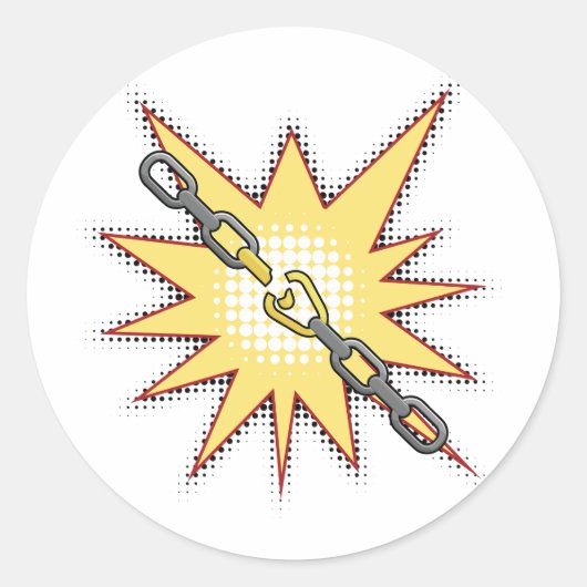 アーポップ・アートのトブロークチェーン爆発はっきりした漫画スタイル ラウンドシール (正面)