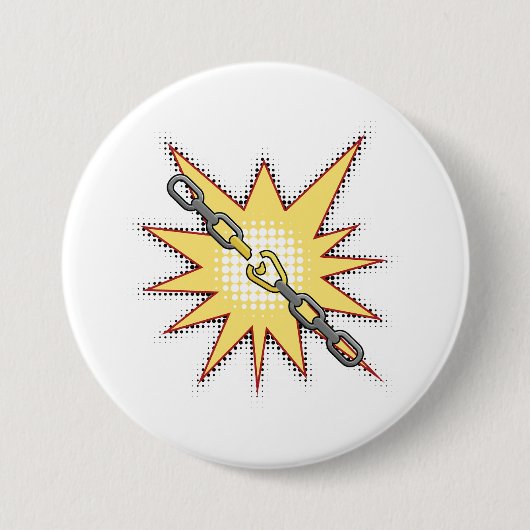 アーポップ・アートのトブロークチェーン爆発はっきりした漫画スタイル 缶バッジ (正面)