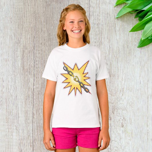 アーポップ・アートのトブロークチェーン爆発はっきりした漫画スタイル Tシャツ