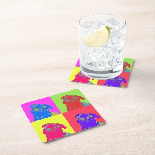 アーポップ・アートのトプグポートレート スクエアペーパーコースター (インサイチュ)