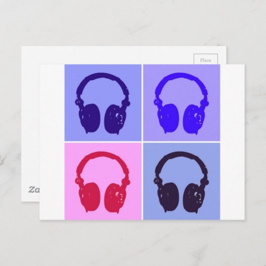 アーポップ・アートのトヘッドフォン ポストカード (正面/裏面)