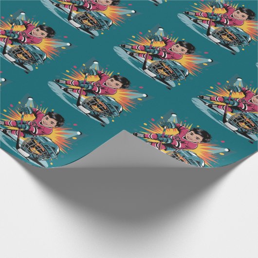 アーポップ・アートのトホッケープレーヤー誕生日Bash ラッピングペーパー (角)