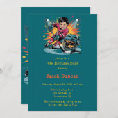 アーポップ・アートのトホッケープレーヤー誕生日Bash 招待状 (正面/裏面)