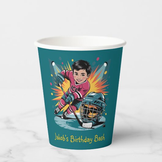 アーポップ・アートのトホッケープレーヤー誕生日Bash 紙コップ (正面)