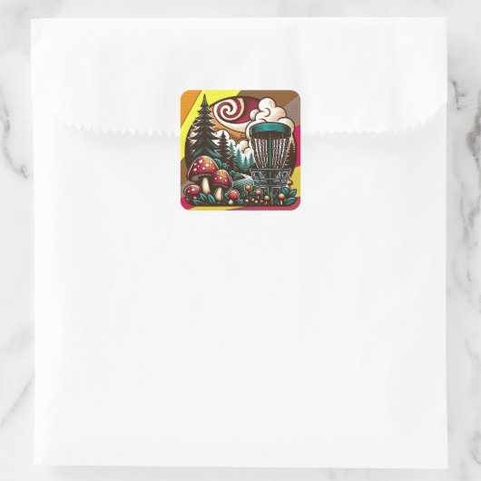 アーポップ・アートのトマッシュルームとディスクゴルフコースAi Art スクエアシール (バッグ)