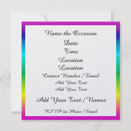 アーポップ・アートのトマンフォーマルお祝い招待状 招待状 (裏面)