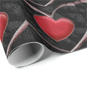 アーポップ・アートのトラブ赤いハートブラックラッピング紙 ラッピングペーパー (ロールコーナー)