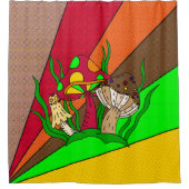 アーポップ・アートのトレトロキノコ シャワーカーテン (正面)